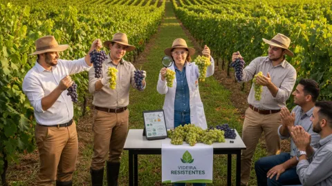 Researchers showcase fungus-resistant grape varieties in Videira.